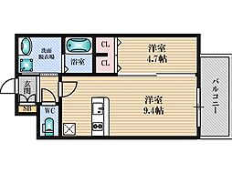 プレサンス新大阪ジェイズ 1LDKの間取図画像