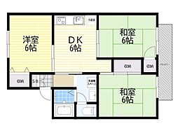 箕面グレースハイツファースト 3DKの間取図画像