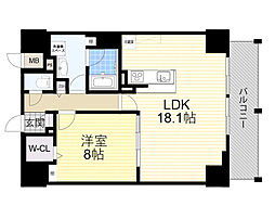 フレール江坂レジデンシャル 1LDKの間取図画像
