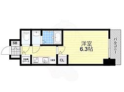 エスレジデンス江坂エミネンス 1Kの間取図画像