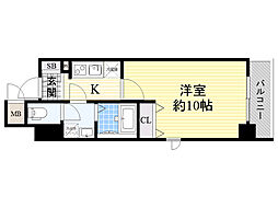 エスリード江坂公園 1Kの間取図画像