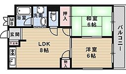箕面フラワーハイツ 2LDKの間取図画像