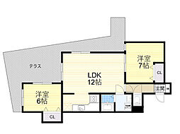 ヴィラ・ウッドランド2 2LDKの間取図画像