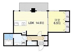 アスール江坂3rd 1LDKの間取図画像
