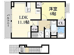 グリーン・グリーン 1LDKの間取図画像