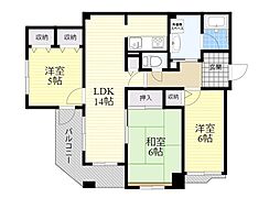 コパン鶴之荘 3LDKの間取図画像
