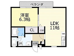 ソレジオ1号館 1LDKの間取図画像