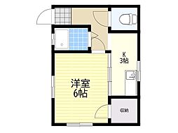 春日荘ハイツG棟 1Kの間取図画像