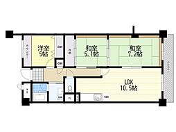 ピーチヒル加茂 3LDKの間取図画像