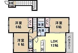 サンウィングス2 3LDKの間取図画像