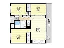 緑丘マンションB棟 3LDKの間取図画像