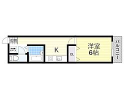 シャトー野間 1Kの間取図画像