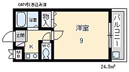 シティーハイツ壱番館 1Kの間取図画像