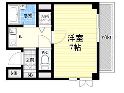 フレグランス箕面 1Kの間取図画像
