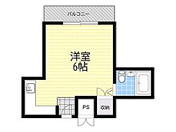 シャトー服部 ワンルームの間取図画像