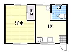 新大阪土井コーポ 1DKの間取図画像