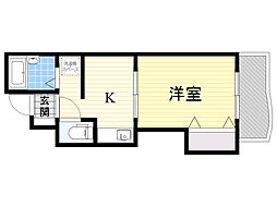 ノルデンハイム東三国B棟 1DKの間取図画像