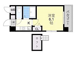 エステムコート新大阪5ソレックス 1Kの間取図画像