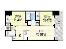 大阪市淀川区西宮原1丁目マンション 2LDKの間取図画像