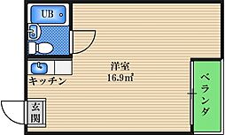 ファクト十三 ワンルームの間取図画像