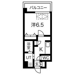 スプランディッド新大阪DUE 1Kの間取図画像