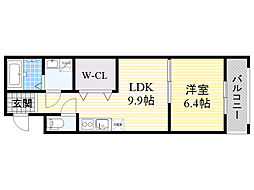 フジパレス吹田サウス 1LDKの間取図画像