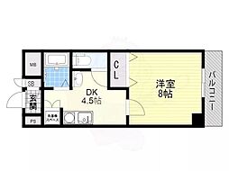 ブランコート豊中 1DKの間取図画像