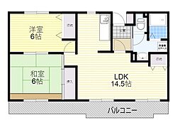 クレール豊中曽根 2LDKの間取図画像