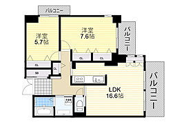 ユニティ北川口 2LDKの間取図画像