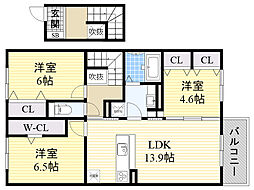 アヴニール箕面 3LDKの間取図画像