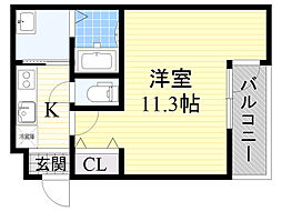 フジパレス石橋 1Kの間取図画像