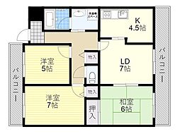 カーサ・エクセレント 3LDKの間取図画像