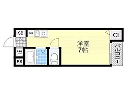 ユーベル18 ワンルームの間取図画像
