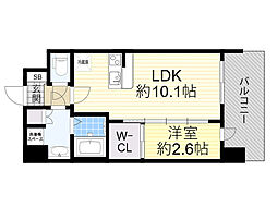 セレニテ十三ミラク 1LDKの間取図画像