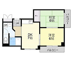 フジセントラルビル 2DKの間取図画像