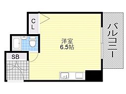 REBANGA十三アパートメント ワンルームの間取図画像