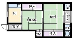松清荘 2Kの間取図画像
