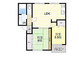 本町北パークハイム 2LDKの間取図画像