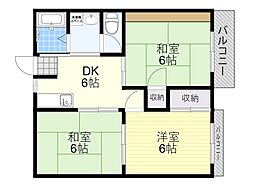 ラフィーネ刀根山 3DKの間取図画像