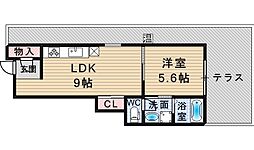 カーサSORA 1LDKの間取図画像