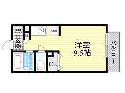 パセオ・グリーンヒルズ ワンルームの間取図画像