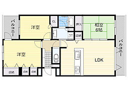 コスモ箕面小野原メイプルコート 3LDKの間取図画像