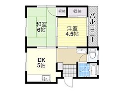 静マンション 2DKの間取図画像