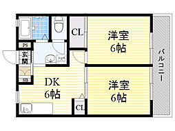 ハイツ・パークサイド 2DKの間取図画像