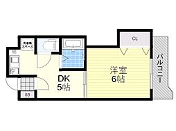 第3メゾン服部 1DKの間取図画像