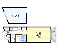 紅風荘 1Kの間取図画像