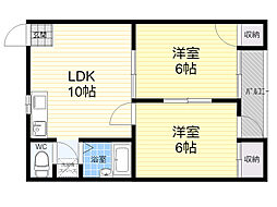 ネロッソ豊中 2LDKの間取図画像