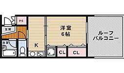 南山コーポ 1Kの間取図画像