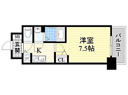 ディームス江坂 1Kの間取図画像