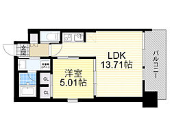 プレジオ三国ASIAN 1LDKの間取図画像